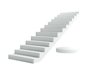 White staircase angled against a circular base