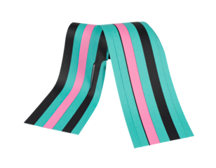 Striped fabric band, three colors, teal, pink, black