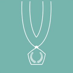 Championship medal in pentagon shape, perfect for competitions or official awards, clean and minimal line art for infographics or web.
