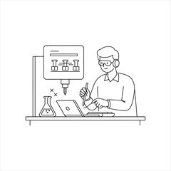 Innovative researcher using advanced technology in modern lab, designing with precision for future breakthroughs, science and technology converging here