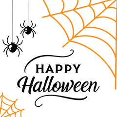 Fototapeta premium Elegant Happy Halloween Greeting with Spiders