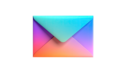 Colorful, gradient-shaded envelope illustration isolated on black background