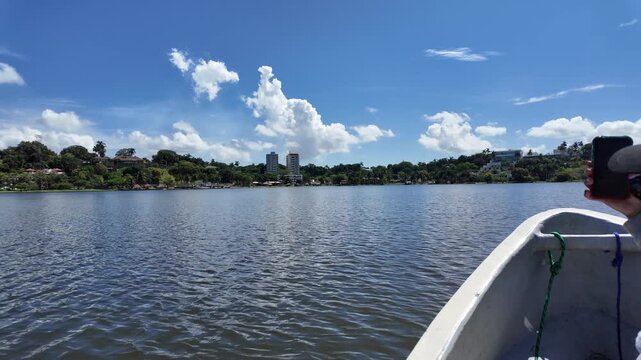 Serene atmosphere at Fray Andr&eacute;s de Olmos Park with beautiful reflections on the lake.