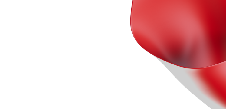 A modern abstract image featuring smooth red and white curved forms, creating a sense of depth and elegance with subtle lighting.