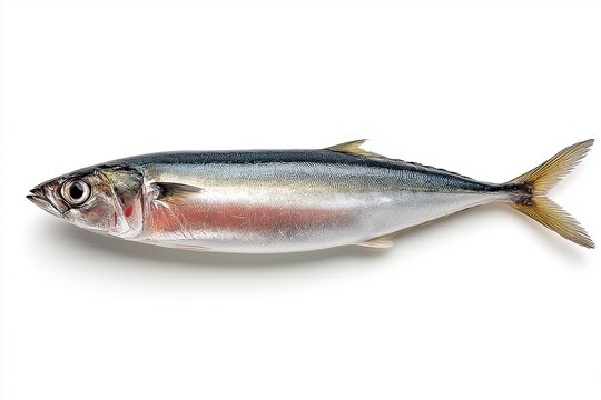 Pacific saury on white background