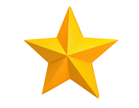 A detailed, golden, five-pointed star, isolated on a black, transparent background
