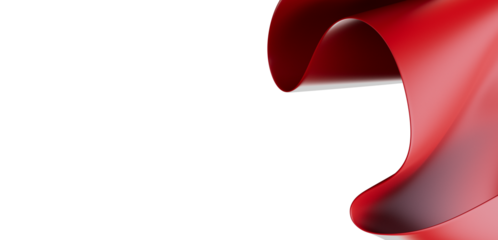 Elegant abstract composition featuring red fabric with a touch of white against a white background, ideal for modern visuals.