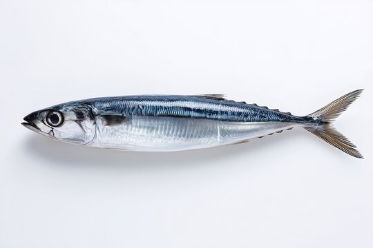Pacific saury on white background