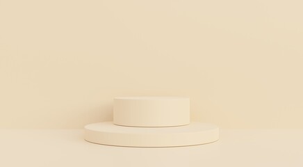 Beige podium, beige background for advertising products, fashion, cosmetics, perfume, spa, beauty cream, 3d illustration.