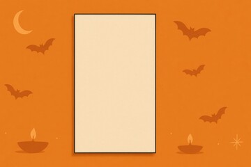 Halloween Poster Mockup with Bats on Orange