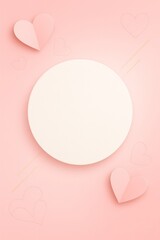 Round Love Frame on Pastel Pink Background
