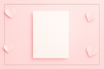 Pink Paper Hearts Card Mockup