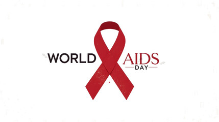 World AIDS Day illustration with red ribbon a symbol of solidarity for awareness and support