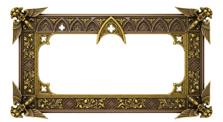 Exquisite ornate decorative frame with gothic gargoyle accents, perfect for adding a touch of regal elegance to any project. © RashmikaGFX