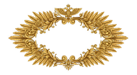 Exquisite golden eagle crest emblem with ornate scrollwork and feathers, perfect for regal designs and premium branding © RashmikaGFX