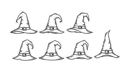 Set of Witch hat vector illustration