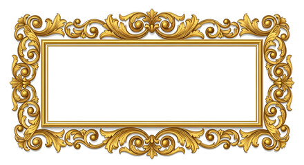 Exquisite ornate golden frame with intricate baroque scrollwork perfect for adding elegant borders and luxurious decorative accents to any design project