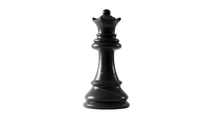 Black chess queen piece symbolizing power, strategy, leadership, and competition. isolated PNG with Transparent Background