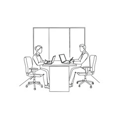 Professional business colleagues collaborating with laptops during a meeting, brainstorming ideas in a modern office setting