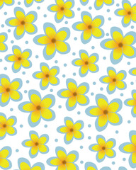 Plumeria flower pattern, flat vector.