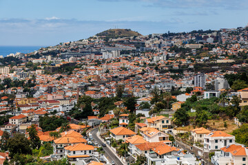 Obraz premium Aerial view of Funchal city, capital of Madeira Island, Portugal