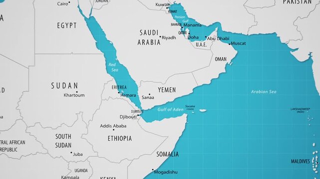 Yemen on the World Map with Animated National Flag