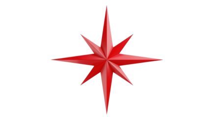 Isolated Red Star Decoration, Decorative Element, Eight Pointed Star, Geometric Shape