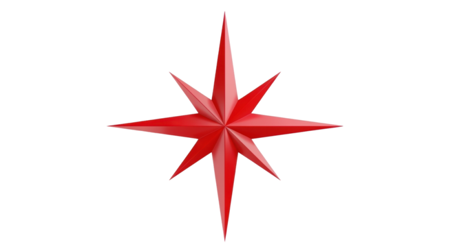 Isolated Red Star Decoration, Decorative Element, Eight Pointed Star, Geometric Shape