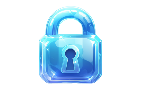 frosted-glass lock icon with keyhole and rim light