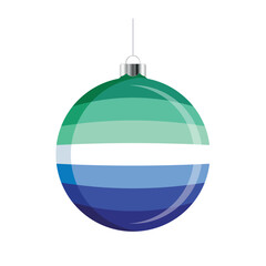 Gay men's flag Christmas ball icon vector isolated on a white background. LGBTQ+ decorative Christmas tree ornament. Christmas hanging bauble with a Gay men pride flag symbol. LGBTQ holiday season