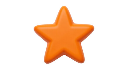Isolated orange star shape with rounded edges, positive rating symbol, 3D rendered object