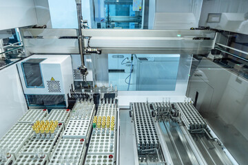 Computer, with Medical Equipment, Analyzing Blood and Genetic Material Samples with Special Machines in the Modern Laboratory. High quality photo