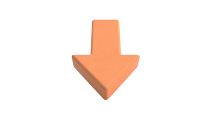 Peach-colored 3D arrow pointing downward, with a black background and slight gradient