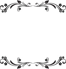 Vintage black vector floral border with an ornate scroll and leaf corner element for a **decorative frame