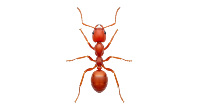 Isolated Ant from Above Showing the Anatomy and Body Segments in Sharp Detail, Close-up View