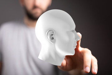 Innovative technology concept.  Digital human head model. AI, future, innovation.