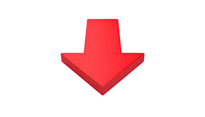 A 3D rendered red arrow pointing downwards, with a black background