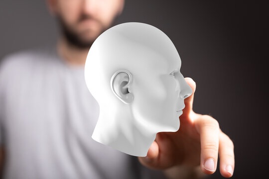 Innovative technology concept. Digital human head model. AI, future, innovation. - Powered by Adobe