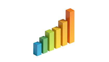 A 3D gradient bar chart showing increasing values against a black background