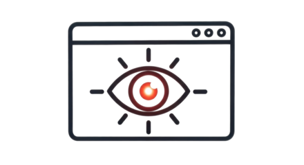 Isolated webpage with an eye monitoring it, cybersecurity risk, or privacy concern