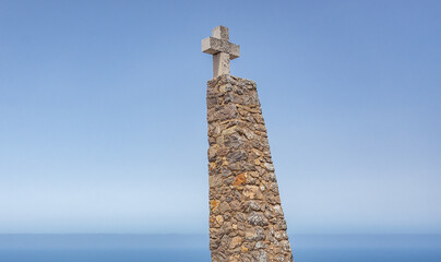 Monument of Westernmost point of continental Europe on Cabo da Roca, Portugal