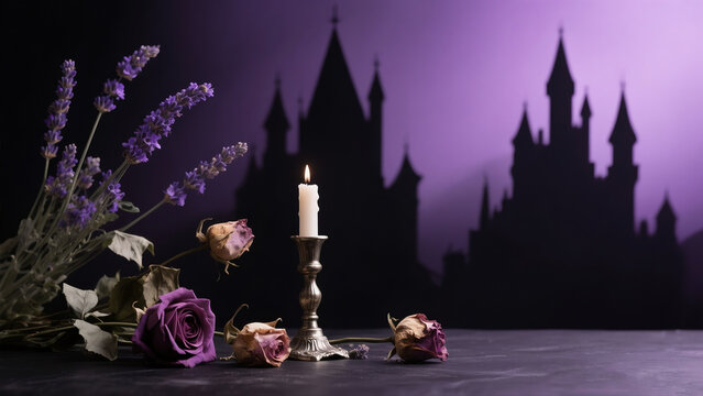 purple flower in the spooky scane