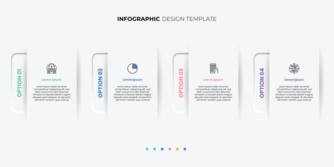 Business infographic template. 4 Step timeline journey. Process diagram, 4 options on white background, Info graph elements