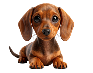 Cute Brown Cartoon Dachshund Puppy PNG
