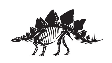 Stegosaurus dinosaur skeleton illustration prehistoric animal vector silhouette isolated on white background