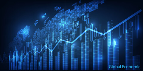 Naklejka premium Abstract world economic artwork and background for business financial and investment.Vector illustrations. 