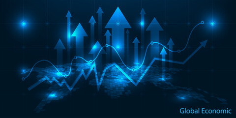 Abstract economic uptrend artwork for financial and investment background.Vector illustrations. 
