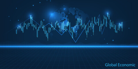 Vector illustrations of abstract futuristic global economics artwork and backgound for business financial and investment.