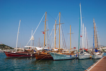 Obraz premium Sailing boats in marina of Bodrum city, Turkey