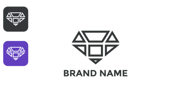 Diamond symbol vector logo design, abstract simple modern template icon for jewelry, luxury, and branding identity